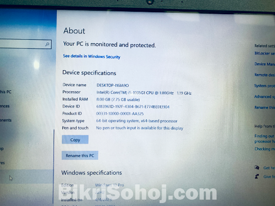 Lenovo Idea Pad Core i5 10th Generation RAM 8GB SSD 256 GB